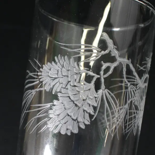 2 Libbey St. Clair Frosted Pine Cone Iced Tea Glasses 6.25"