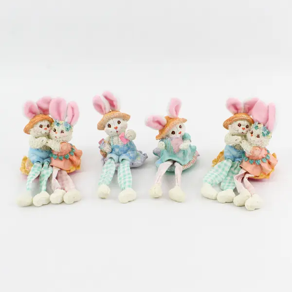 Lot of 4 Bunny Rabbit Figurines Hoppy To Be Together, #301027 