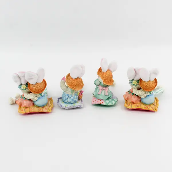 Lot of 4 Bunny Rabbit Figurines Hoppy To Be Together, #301027 