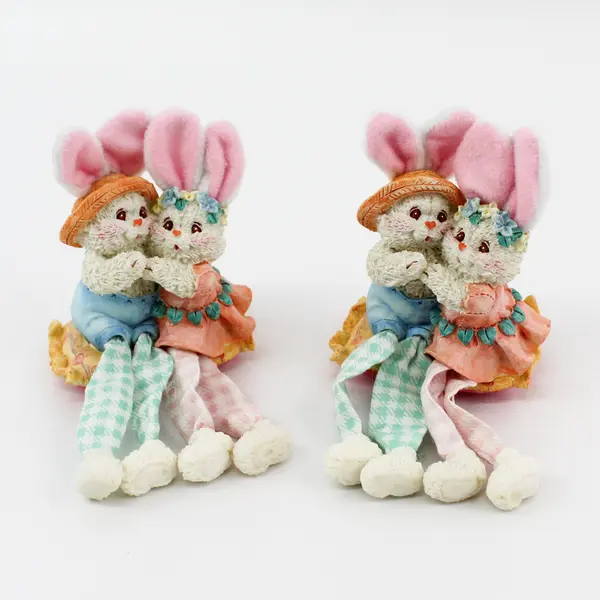 Lot of 4 Bunny Rabbit Figurines Hoppy To Be Together, #301027 