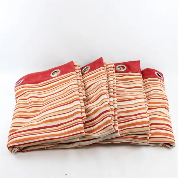 Lot Of 4 Unbranded Orange/Red Stripe Grommet Blackout Curtain Panels 53.5" x 85"