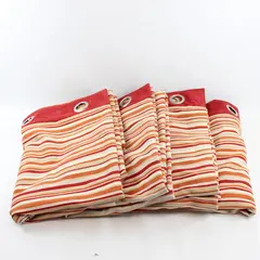Lot Of 4 Unbranded Orange/Red Stripe Grommet Blackout Curtain Panels 53.5" x 85"