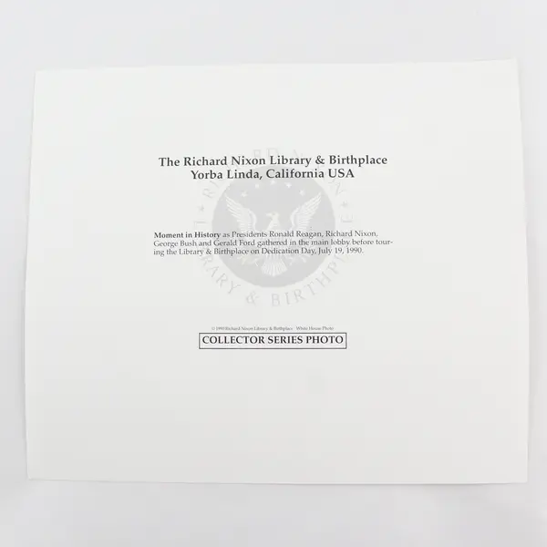 Four Presidents Reagan Nixon H.W. Bush Ford 8X10 Photo 1990 Nixon Library 