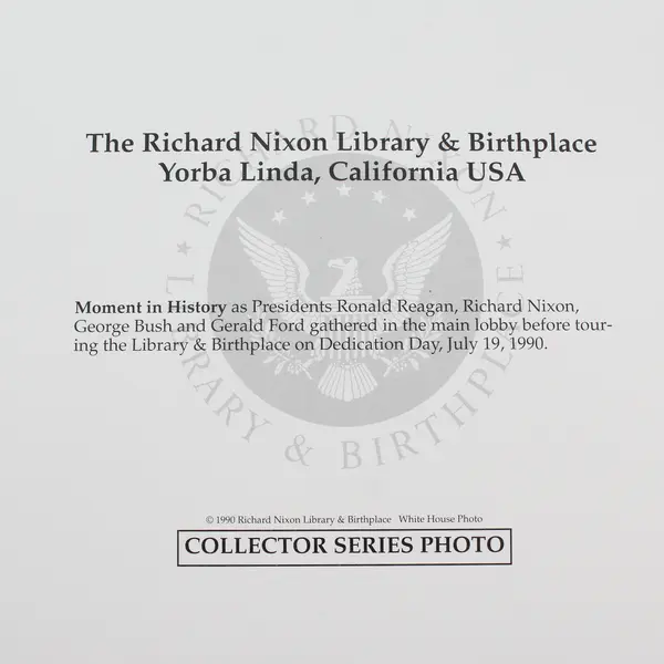 Four Presidents Reagan Nixon H.W. Bush Ford 8X10 Photo 1990 Nixon Library 