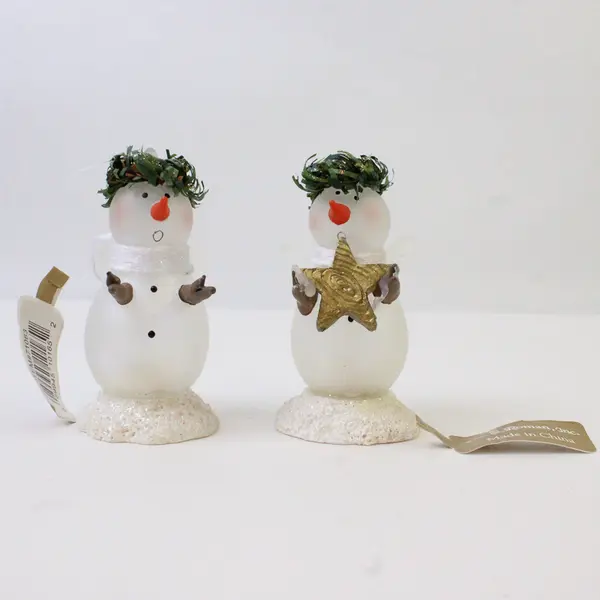 Lot of 2 Roman Inc Acrylic Snowman Angels New Holiday Figurines