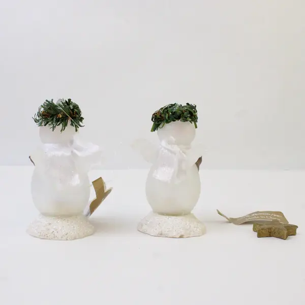 Lot of 2 Roman Inc Acrylic Snowman Angels New Holiday Figurines