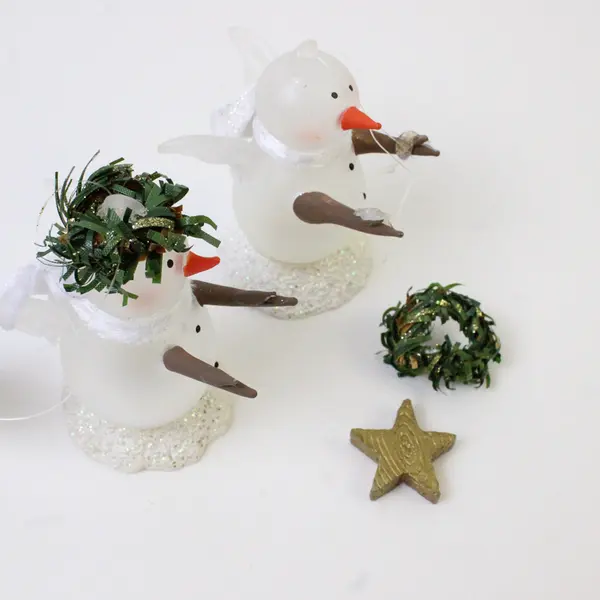 Lot of 2 Roman Inc Acrylic Snowman Angels New Holiday Figurines