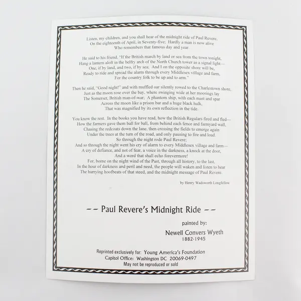 Paul Revere's Midnight Ride Wyeth Painting Reprint Young America's Foundation 