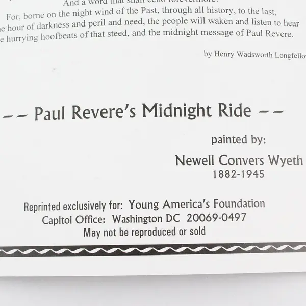 Paul Revere's Midnight Ride Wyeth Painting Reprint Young America's Foundation 