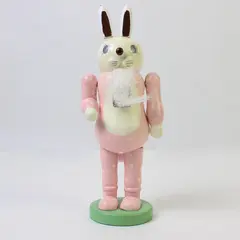 Vintage Wooden Easter Bunny Nutcracker Collectible Decoration, 7.8" Tall 