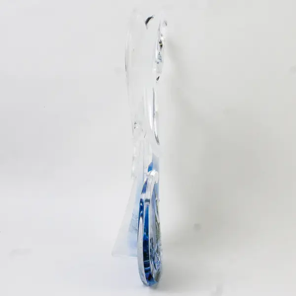 Clear Plastic Angel Figurine w/ Snowy Church Scene Holiday Decor Collectible