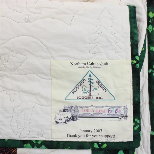 Handmade Multicolor Northern Colors Quilt Associated Oregon Loggers 108" x 84"