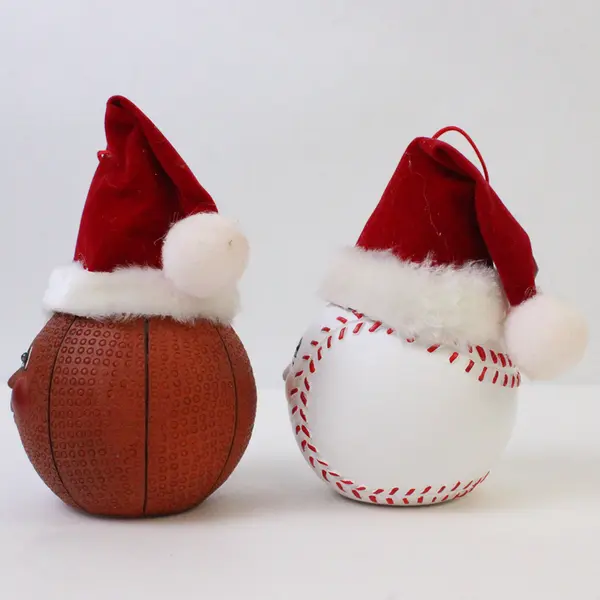 Lot of 2 Roman Inc. Light-Up Basketball & Baseball Santa Ornaments - nonworking