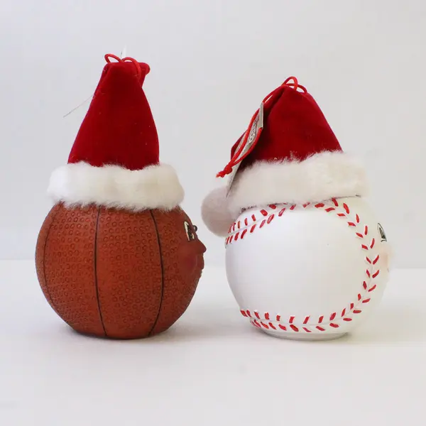 Lot of 2 Roman Inc. Light-Up Basketball & Baseball Santa Ornaments - nonworking