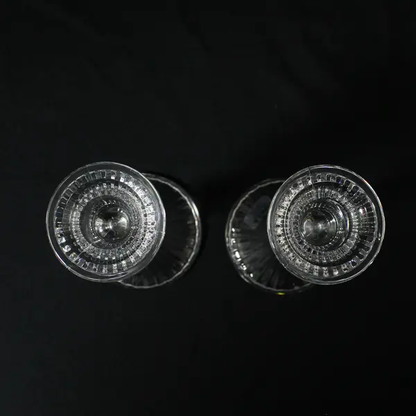 Set of 2 Towle Ribbed Lead Crystal Candlestick Holders Austria