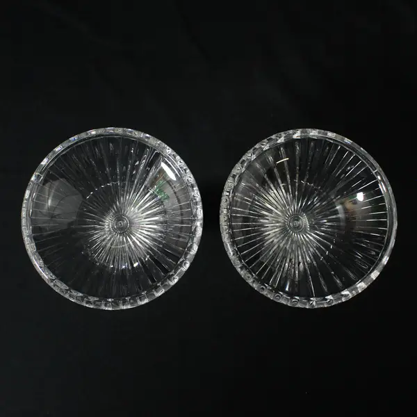 Set of 2 Towle Ribbed Lead Crystal Candlestick Holders Austria
