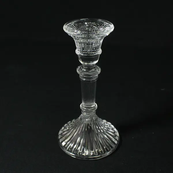 Set of 2 Towle Ribbed Lead Crystal Candlestick Holders Austria