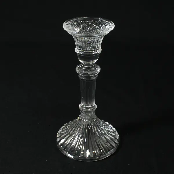 Set of 2 Towle Ribbed Lead Crystal Candlestick Holders Austria