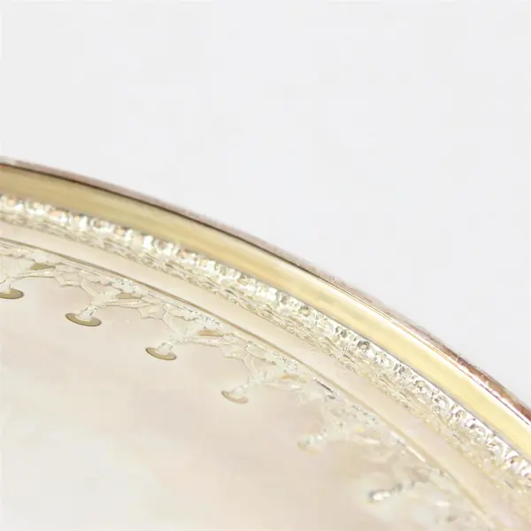 Vintage Reed & Barton Silver Round Serving Tray Repousse - 12"