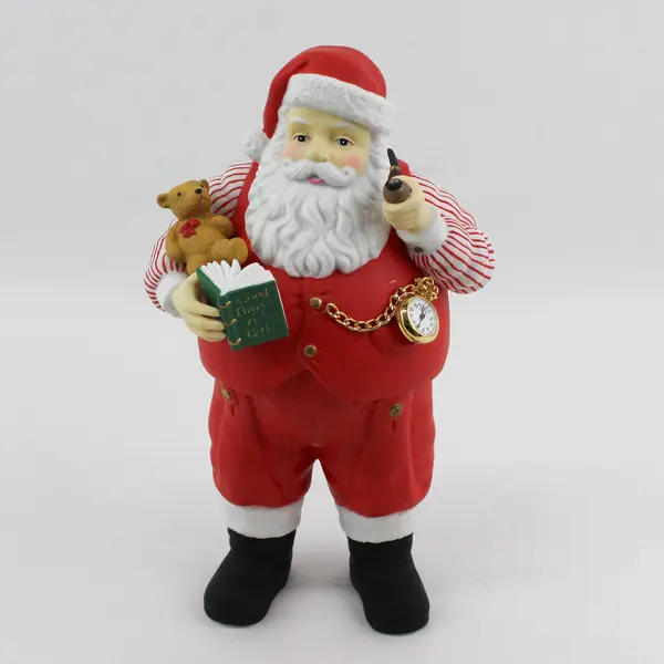 Department 56 HO HO HO Santa With Pipe Book Bear Pocket Watch Figure