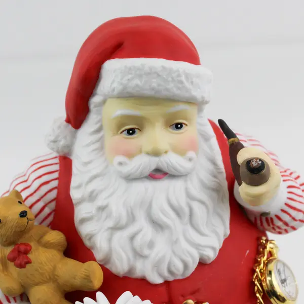 Department 56 HO HO HO Santa With Pipe Book Bear Pocket Watch Figure