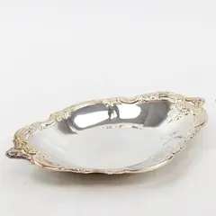 Vintage Community Silver Plated Decorative Trim Oval Serving Tray 9" X 5.5"