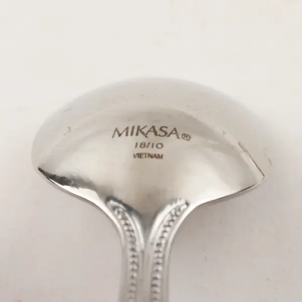 Lot of 2 Mikasa Beaded Pattern SS Baby Fork & Baby Spoon Rare HTF Items 4.5" 