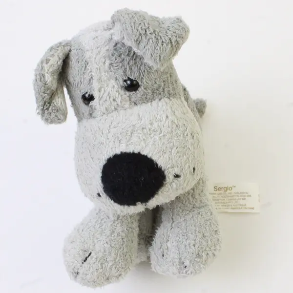Russ Berrie & Co. Luv Pets Biscuit Gray Puppy Dog Bean Bag Plush Animal 5” 