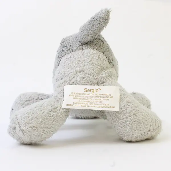 Russ Berrie & Co. Luv Pets Biscuit Gray Puppy Dog Bean Bag Plush Animal 5” 