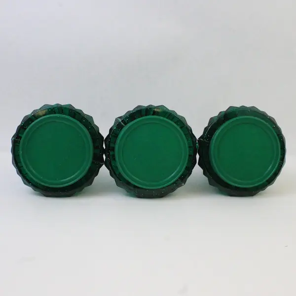 Lot of 3 Vintage Green Plastic Glitter Christmas Tree Jars 8.75in