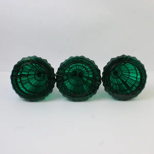 Lot of 3 Vintage Green Plastic Glitter Christmas Tree Jars 8.75in