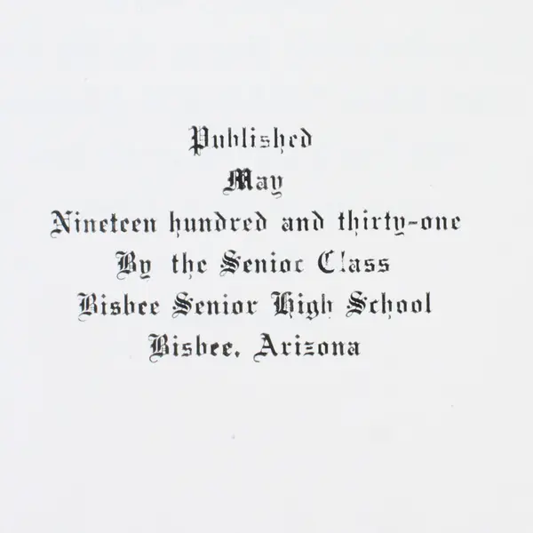 Vintage Cuprite Bisbee Senior High School Arizona Yearbook 1931 Hardcover