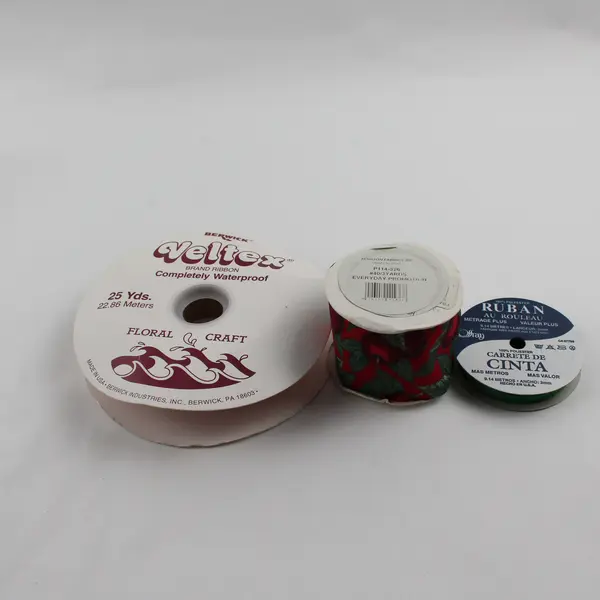 Lot of 3 Christmas Ribbon Spools Holiday Craft Gift Wrap