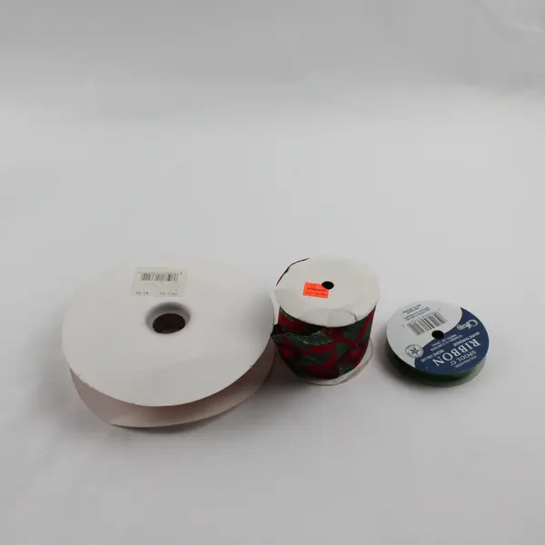 Lot of 3 Christmas Ribbon Spools Holiday Craft Gift Wrap