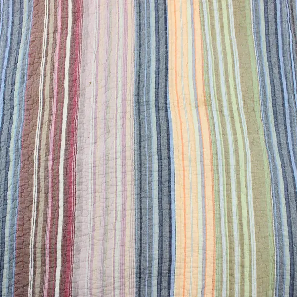 Unbranded Gray Blue Orange Striped Bedspread 100% Cotton King Size 119" x 118"