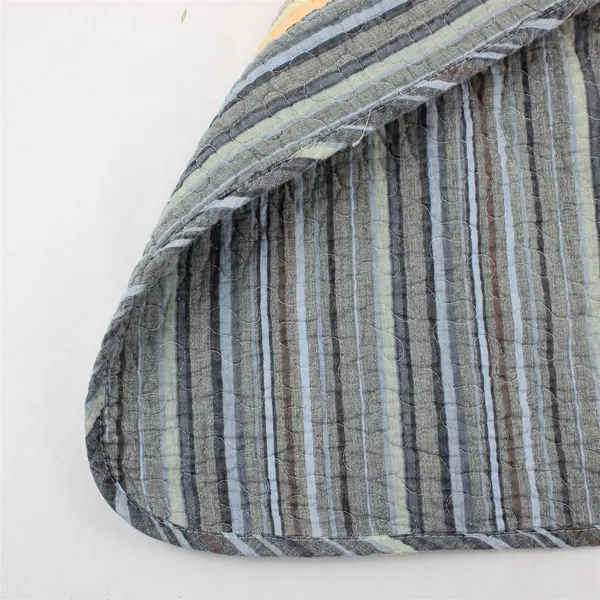 Unbranded Gray Blue Orange Striped Bedspread 100% Cotton King Size 119" x 118"