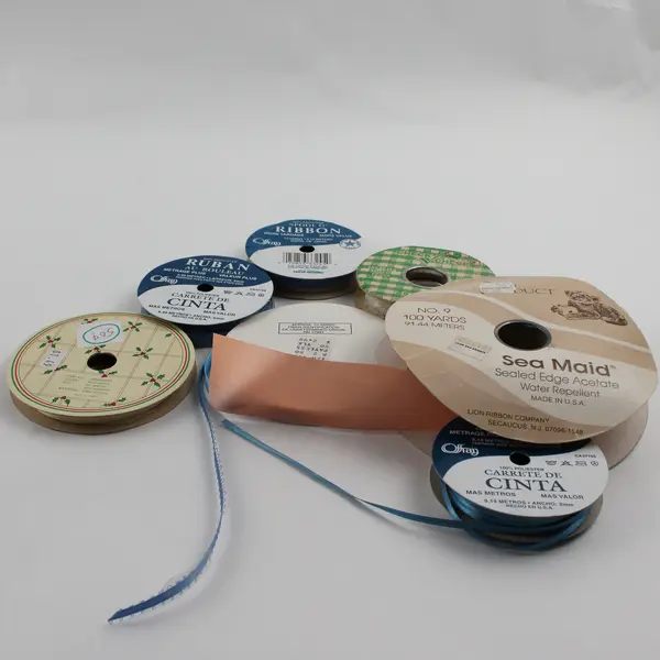 Lot of 7 Assorted Spools of Ribbon Blue & Pink Cream