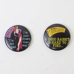 Lot of 2 Who Framed Roger Rabbit & Jessica Rabbit Movie Lines Button Pins