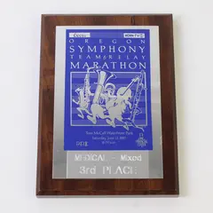 Vintage 1987 Oregon Symphony Team Relay Marathon 3rd Place Trophy Plaque 
