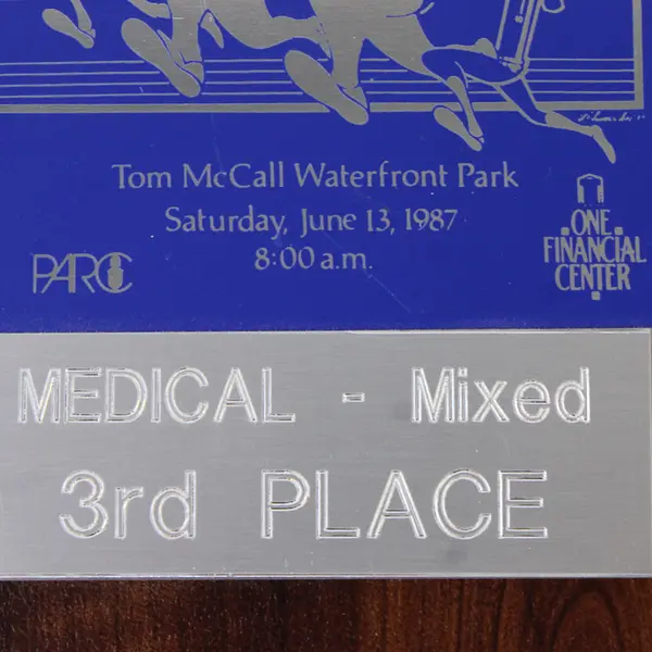 Vintage 1987 Oregon Symphony Team Relay Marathon 3rd Place Trophy Plaque 