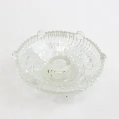 Anchor Hocking Candle Holder, Stars And Bars, Clear Vintage Pressed Glass