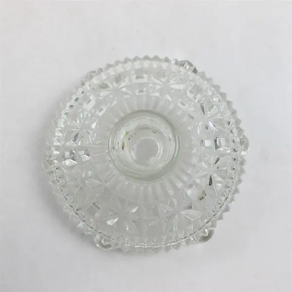 Anchor Hocking Candle Holder, Stars And Bars, Clear Vintage Pressed Glass
