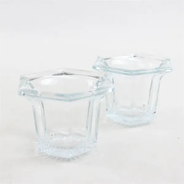Set of 2 Vintage Clear Glass Votive Candle Holders