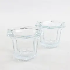 Set of 2 Vintage Clear Glass Votive Candle Holders