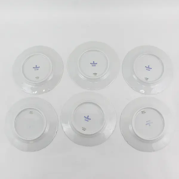 Set of 6 Vintage Haviland Limoges France Centelle Bread Plates Green Gold Trim