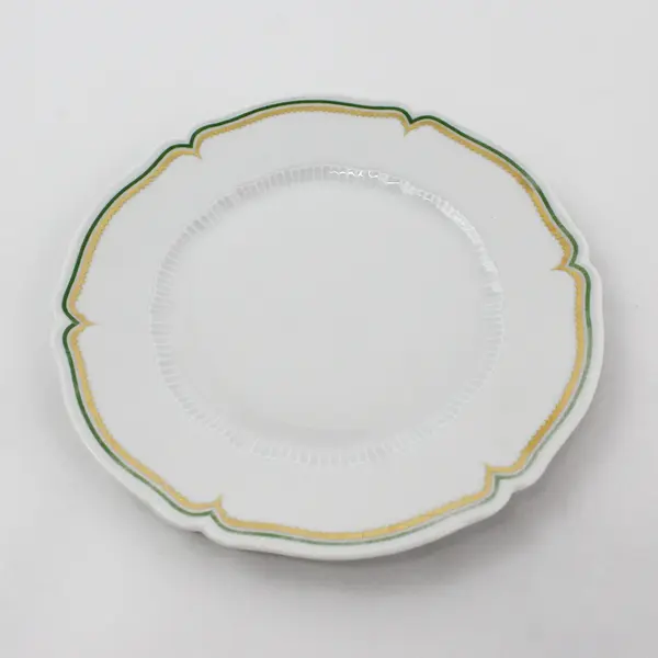 Set of 6 Vintage Haviland Limoges France Centelle Bread Plates Green Gold Trim