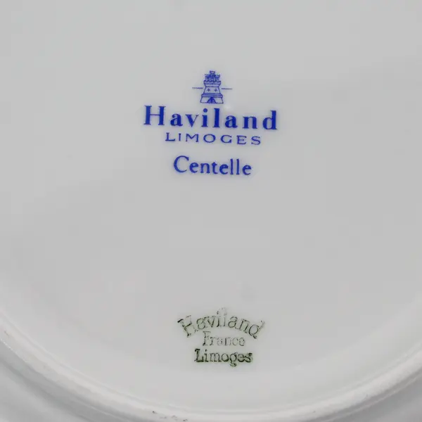 Set of 6 Vintage Haviland Limoges France Centelle Bread Plates Green Gold Trim