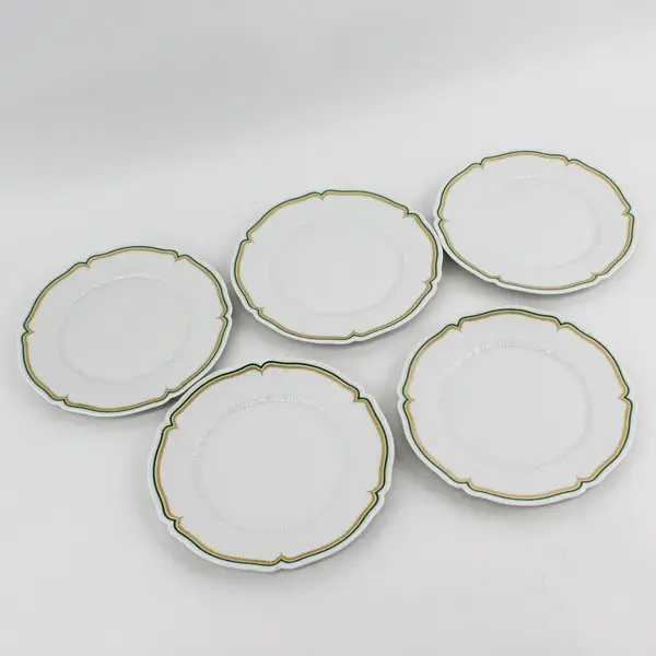 5 Vintage Haviland Limoges France Centelle Bread Plates 6.5" Green Gold Trim