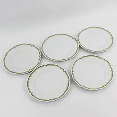 5 Vintage Haviland Limoges France Centelle Bread Plates 6.5" Green Gold Trim