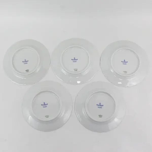 5 Vintage Haviland Limoges France Centelle Bread Plates 6.5" Green Gold Trim